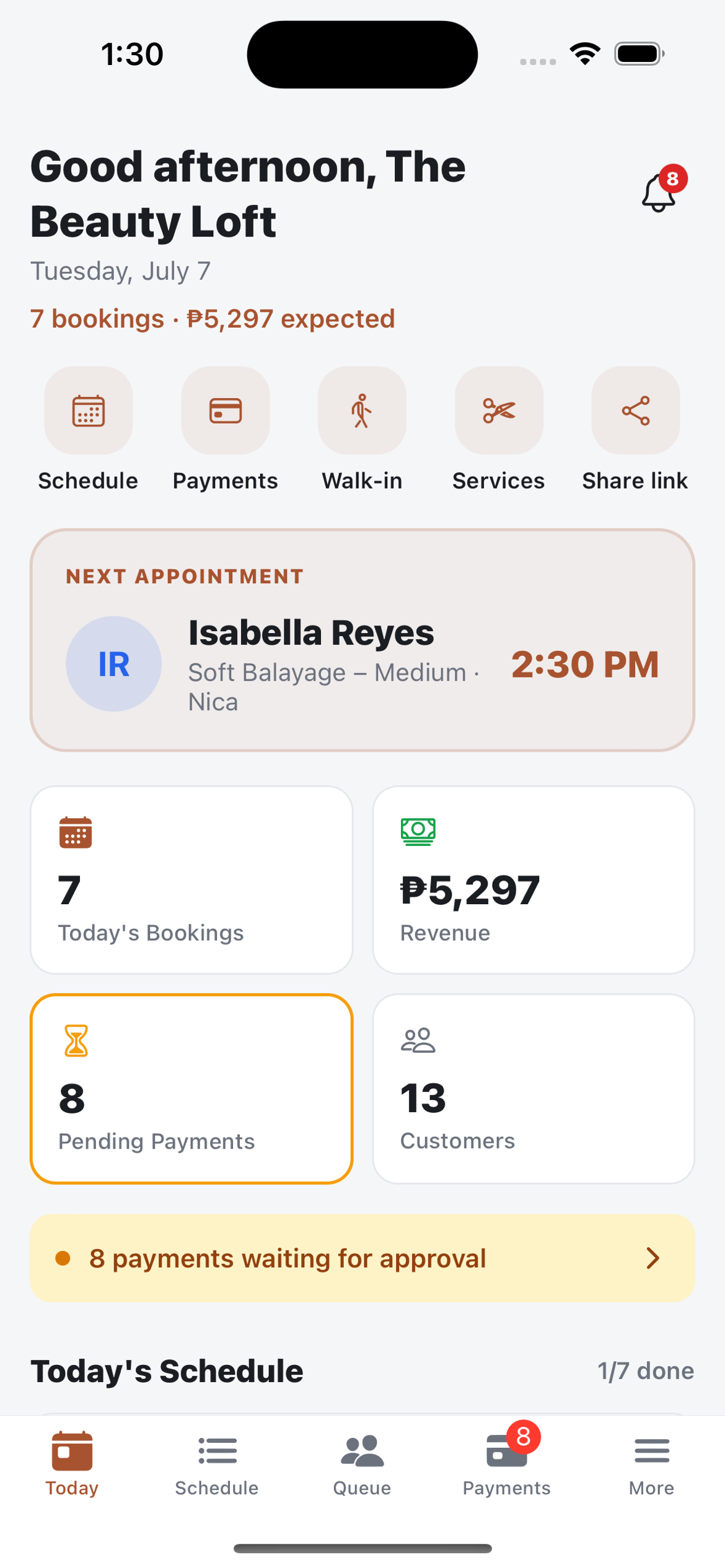 The Nabbee mobile app home screen