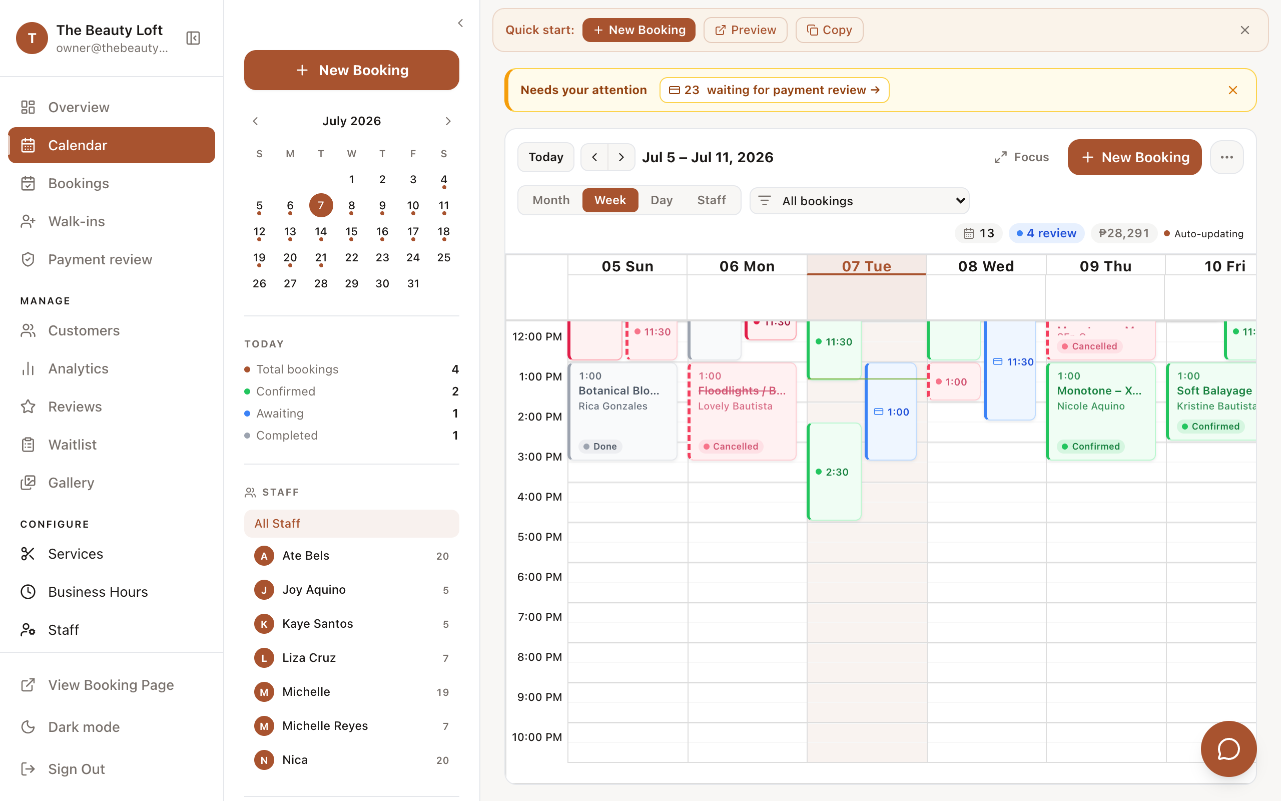 Nabbee calendar view